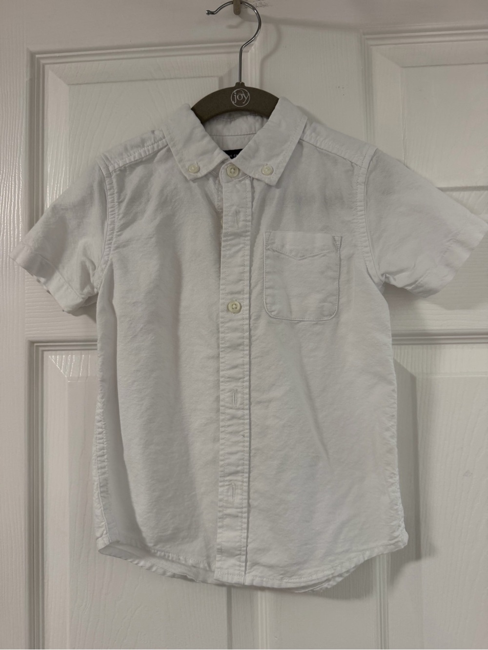 Classic White Short-Sleeve Button-Down Shirt for Kids